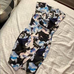 Bar III XXS Fitted Blue Black Pink Floral Dress